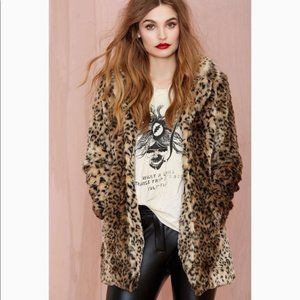 Nasty Gal CatSkills Cheetah Leopard Coat Faux Fur